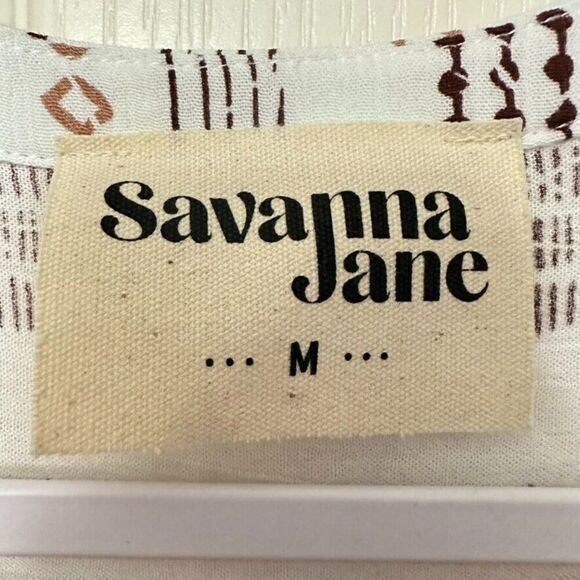 Savanna Jane Embroidered Blouse Women M Multi Floral Stripe Short Sleeve Boho - Picture 3 of 6